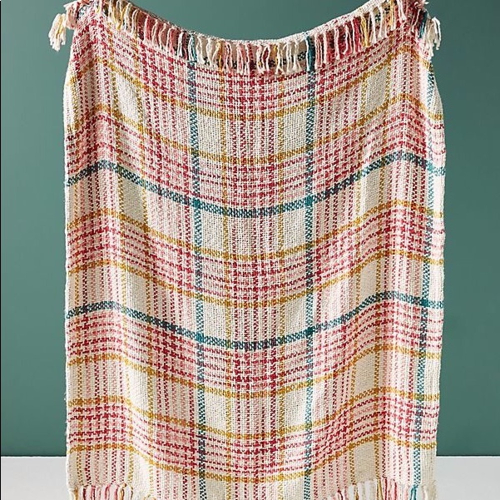 Anthropologie Molly Plaid Throw Blanket Handwoven